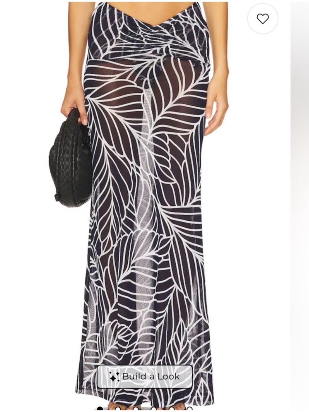 Devon Windsor V Cut Akris Long Sheer Navy Palm Maxi Skirt CoverUp size S